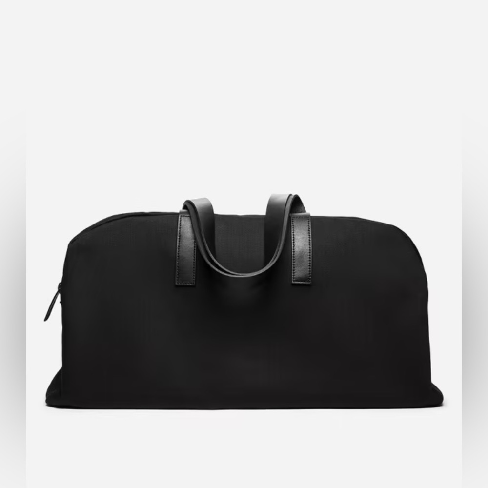 Everlane Twill Weekender in Navy with Black Leather Trim